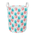 Bright Zig Zag Pineapple Pattern Print Round Laundry Basket