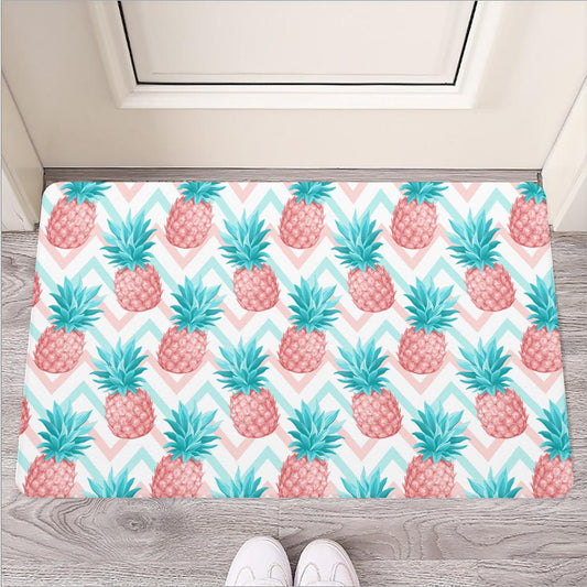 Bright Zig Zag Pineapple Pattern Print Rubber Doormat