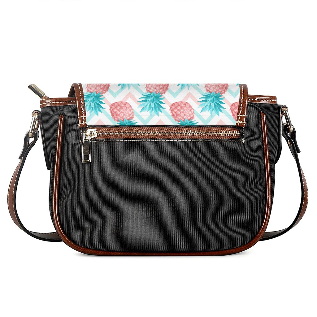 Bright Zig Zag Pineapple Pattern Print Saddle Bag