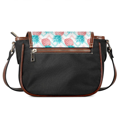 Bright Zig Zag Pineapple Pattern Print Saddle Bag