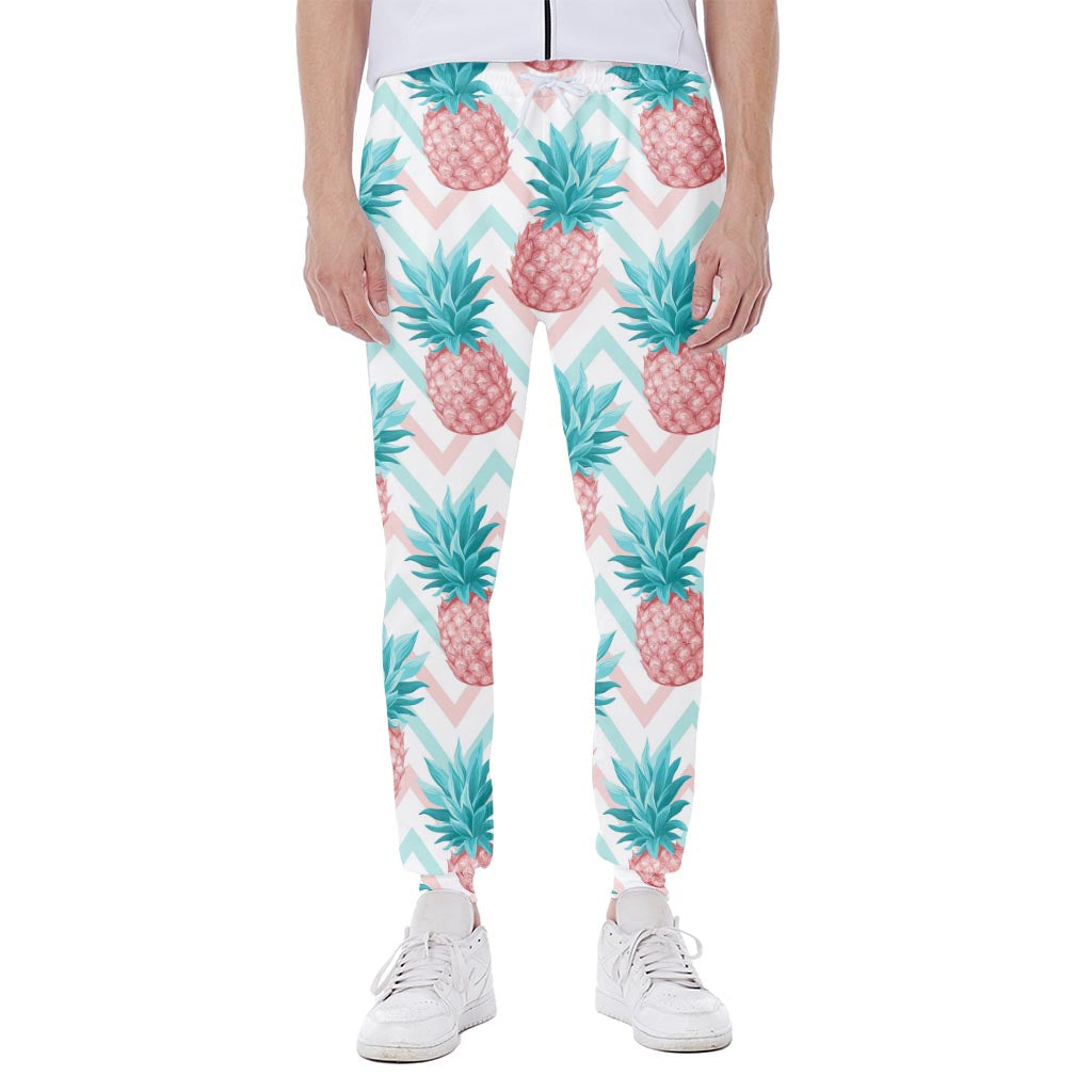 Bright Zig Zag Pineapple Pattern Print Scuba Joggers