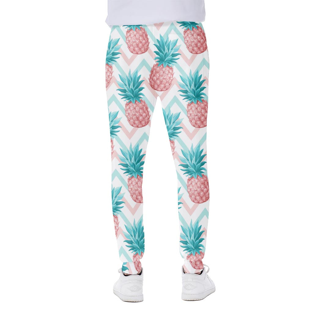 Bright Zig Zag Pineapple Pattern Print Scuba Joggers
