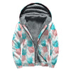 Bright Zig Zag Pineapple Pattern Print Sherpa Lined Zip Up Hoodie