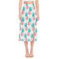 Bright Zig Zag Pineapple Pattern Print Side Slit Midi Skirt