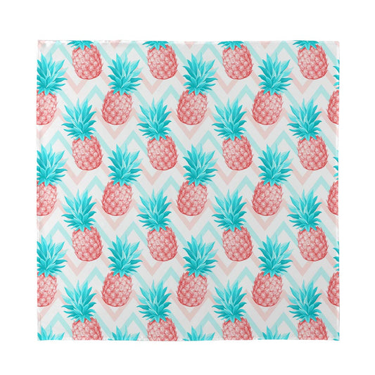 Bright Zig Zag Pineapple Pattern Print Silk Bandana