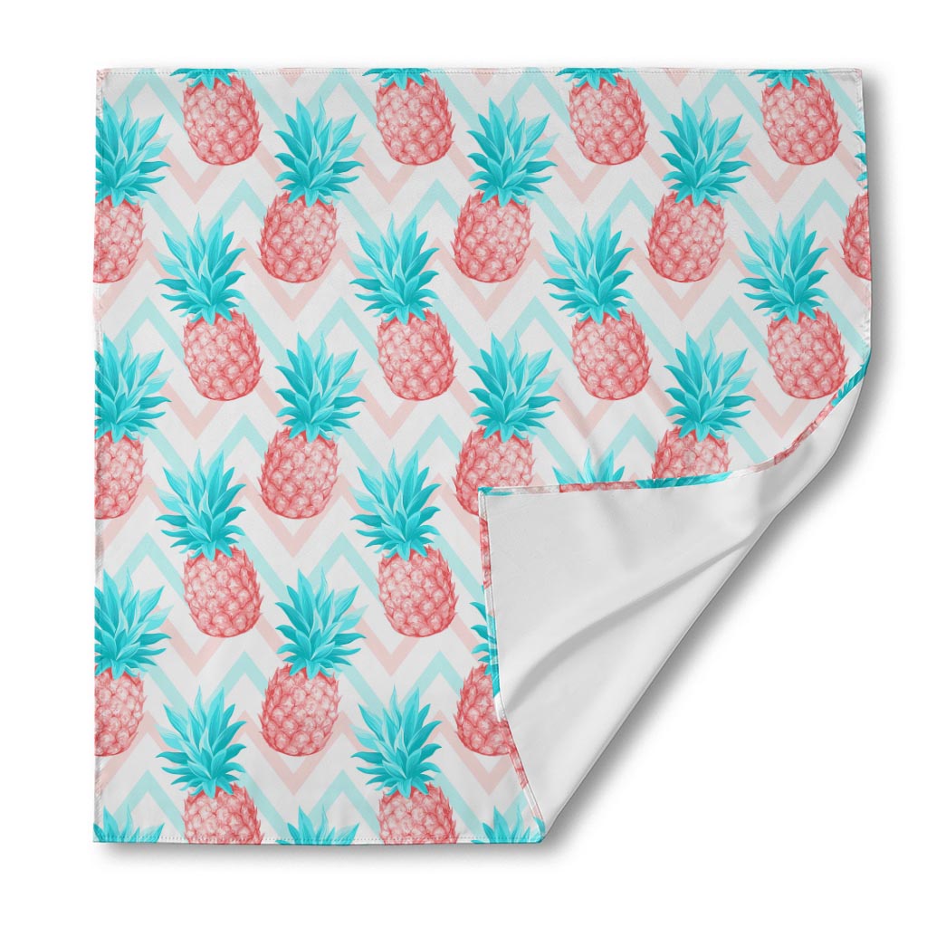 Bright Zig Zag Pineapple Pattern Print Silk Bandana