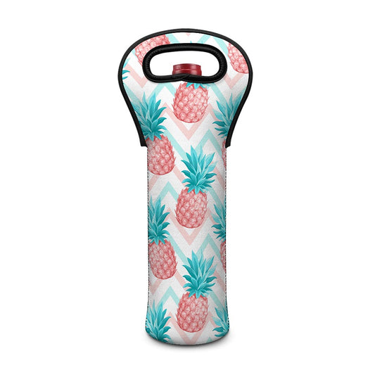 Bright Zig Zag Pineapple Pattern Print Single Neoprene Wine Tote