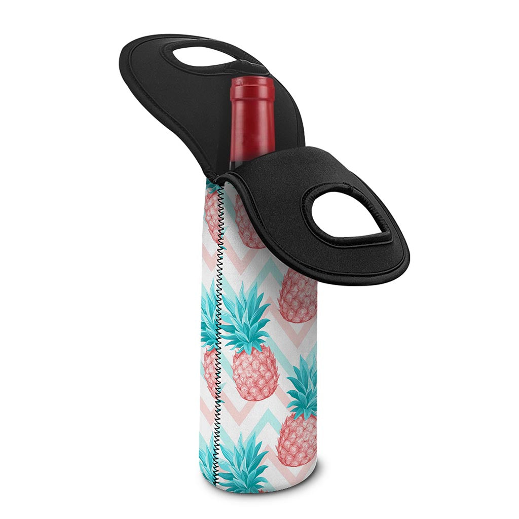 Bright Zig Zag Pineapple Pattern Print Single Neoprene Wine Tote