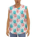 Bright Zig Zag Pineapple Pattern Print Sleeveless Baseball Jersey