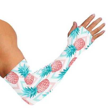 Bright Zig Zag Pineapple Pattern Print Sun Protection Arm Sleeves