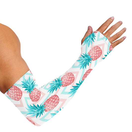 Bright Zig Zag Pineapple Pattern Print Sun Protection Arm Sleeves