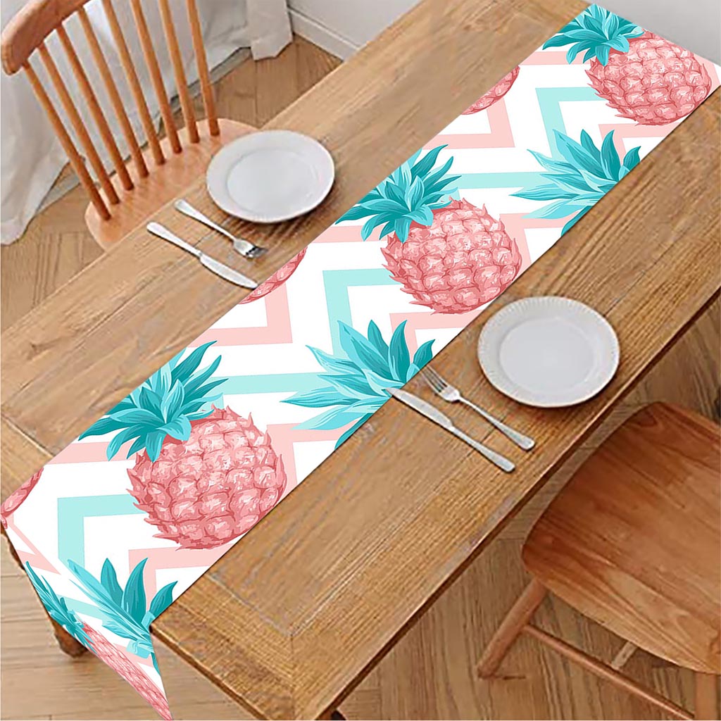 Bright Zig Zag Pineapple Pattern Print Table Runner