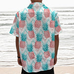 Bright Zig Zag Pineapple Pattern Print Textured Short Sleeve Shirt