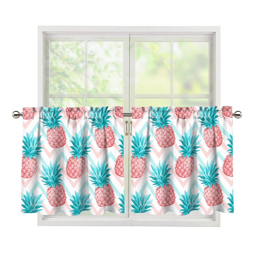Bright Zig Zag Pineapple Pattern Print Tier Curtains
