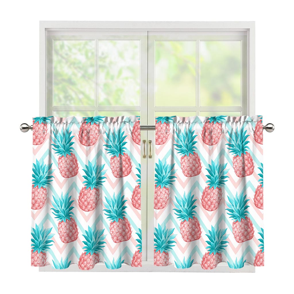 Bright Zig Zag Pineapple Pattern Print Tier Curtains