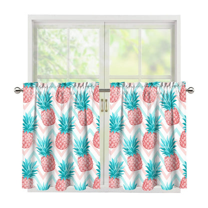Bright Zig Zag Pineapple Pattern Print Tier Curtains