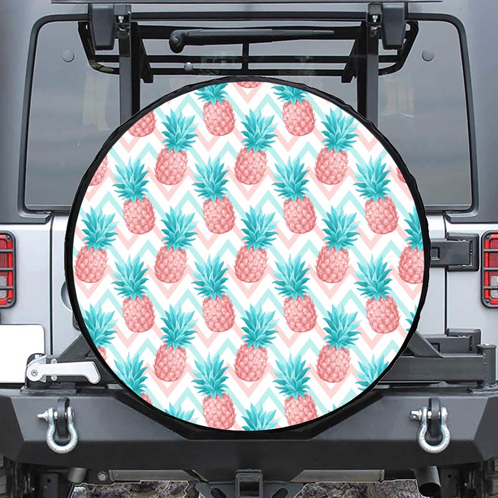 Bright Zig Zag Pineapple Pattern Print Tire Cover