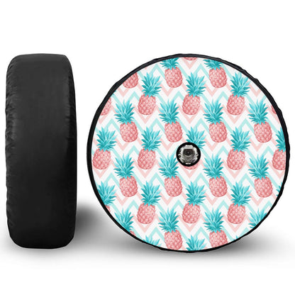 Bright Zig Zag Pineapple Pattern Print Tire Cover With Camera Hole