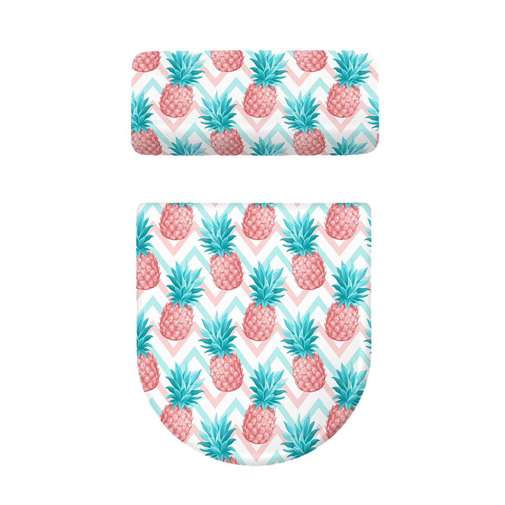 Bright Zig Zag Pineapple Pattern Print Toilet Lid And Tank Cover Set