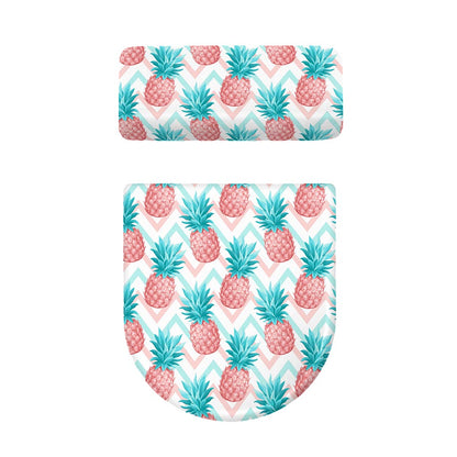 Bright Zig Zag Pineapple Pattern Print Toilet Lid And Tank Cover Set