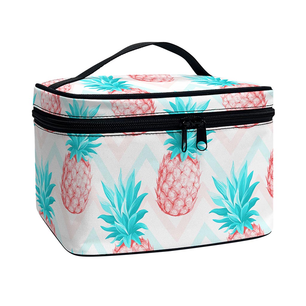 Bright Zig Zag Pineapple Pattern Print Travel Makeup Bag