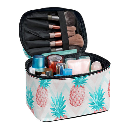 Bright Zig Zag Pineapple Pattern Print Travel Makeup Bag