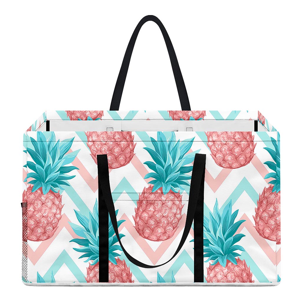 Bright Zig Zag Pineapple Pattern Print Utility Tote Bag
