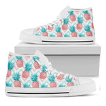 Bright Zig Zag Pineapple Pattern Print White High Top Sneakers