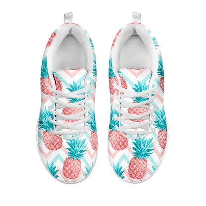 Bright Zig Zag Pineapple Pattern Print White Running Shoes