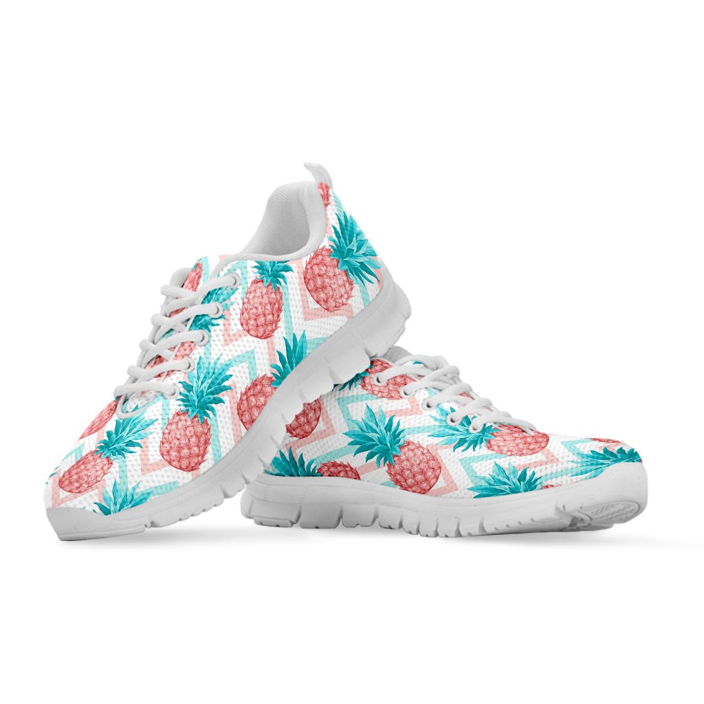 Bright Zig Zag Pineapple Pattern Print White Running Shoes