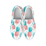 Bright Zig Zag Pineapple Pattern Print White Slip On Sneakers