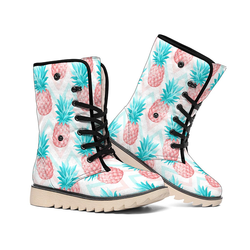 Bright Zig Zag Pineapple Pattern Print Winter Boots