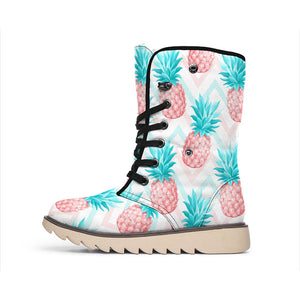 Bright Zig Zag Pineapple Pattern Print Winter Boots