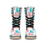 Bright Zig Zag Pineapple Pattern Print Winter Boots