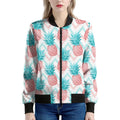 Bright Zig Zag Pineapple Pattern Print Women's Bomber Jacket