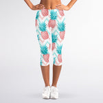 Bright Zig Zag Pineapple Pattern Print Women's Capri Leggings