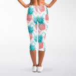 Bright Zig Zag Pineapple Pattern Print Women's Capri Leggings
