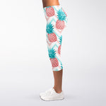 Bright Zig Zag Pineapple Pattern Print Women's Capri Leggings
