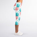 Bright Zig Zag Pineapple Pattern Print Women's Capri Leggings