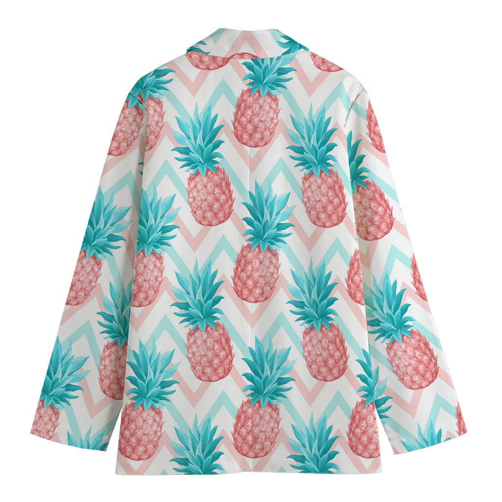 Bright Zig Zag Pineapple Pattern Print Women's Cotton Blazer