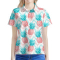 Bright Zig Zag Pineapple Pattern Print Women's Polo Shirt