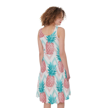 Bright Zig Zag Pineapple Pattern Print Women's Sleeveless Dress