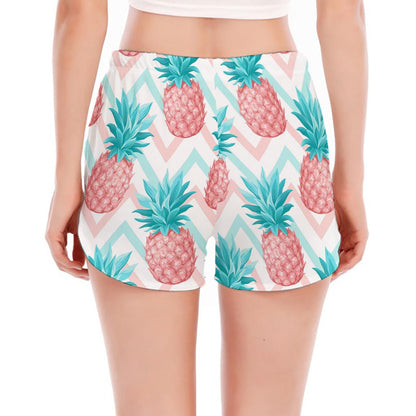 Bright Zig Zag Pineapple Pattern Print Women's Split Running Shorts