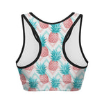 Bright Zig Zag Pineapple Pattern Print Women's Sports Bra
