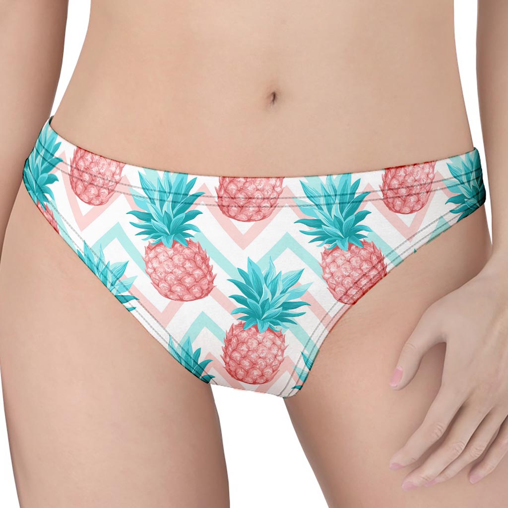 Bright Zig Zag Pineapple Pattern Print Women's Thong