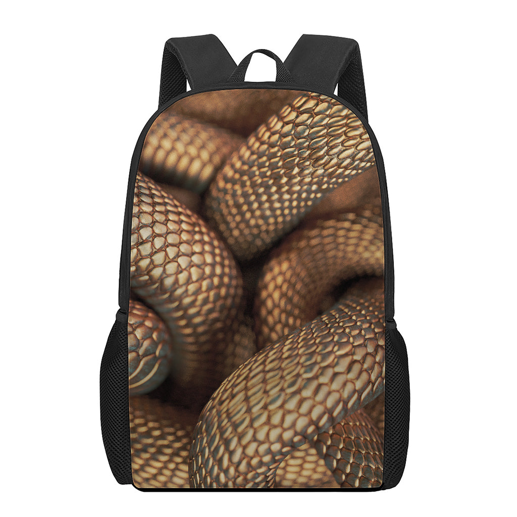 Bronze Snake Print 17 Inch Backpack