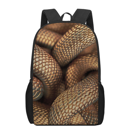 Bronze Snake Print 17 Inch Backpack