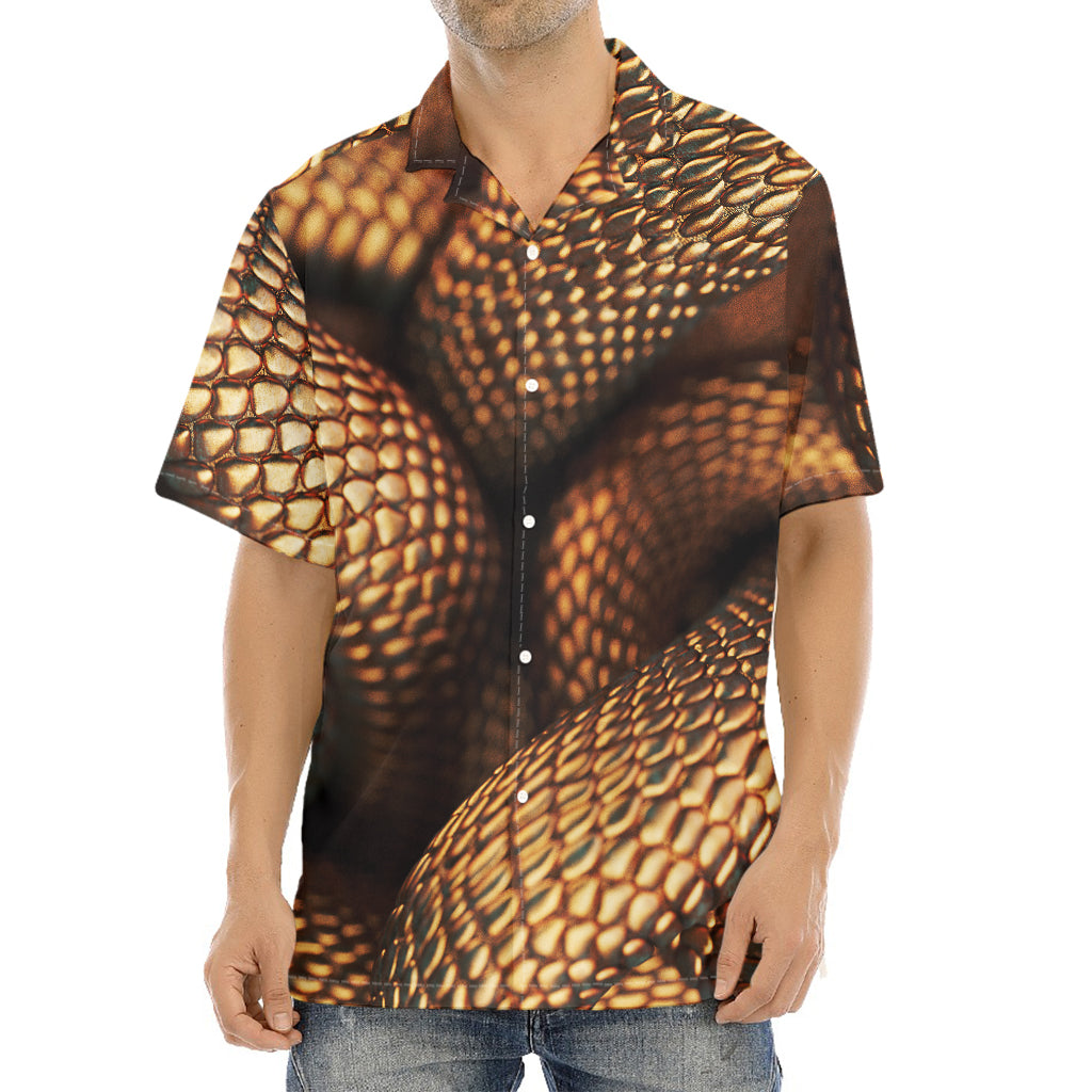Bronze Snake Print Aloha Shirt