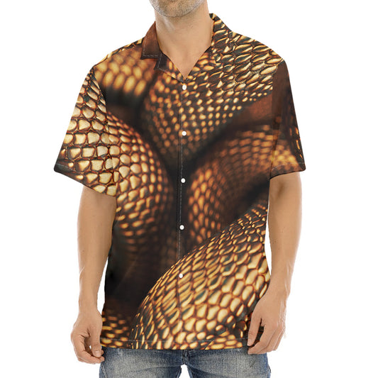 Bronze Snake Print Aloha Shirt
