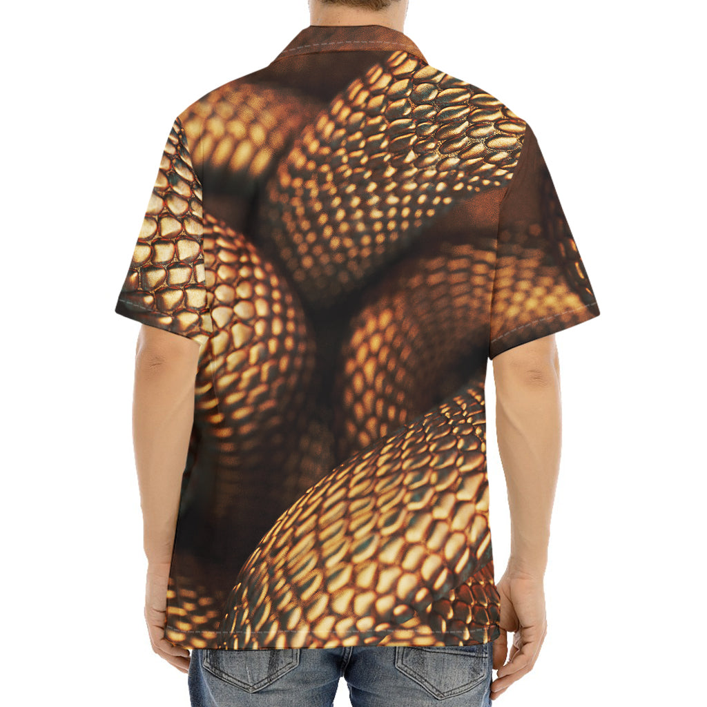 Bronze Snake Print Aloha Shirt